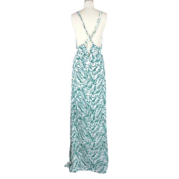 Harlyn Tropical Backless Maxi Dress Green Small bohemian beach resortwear summer - Picture 7 of 14
